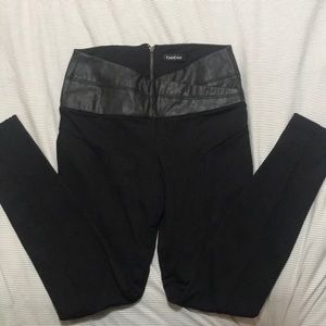 Black leather top leggings